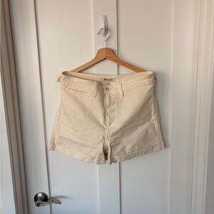 Madewell Ivory High-Rise Emmett Shorts
